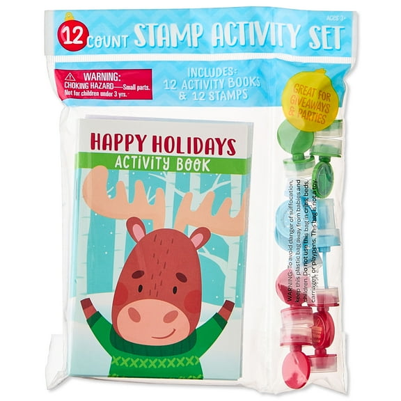 Bendon 12-Count Mini Stamper Set, Holiday Stocking Stuffer Party Favor Handouts