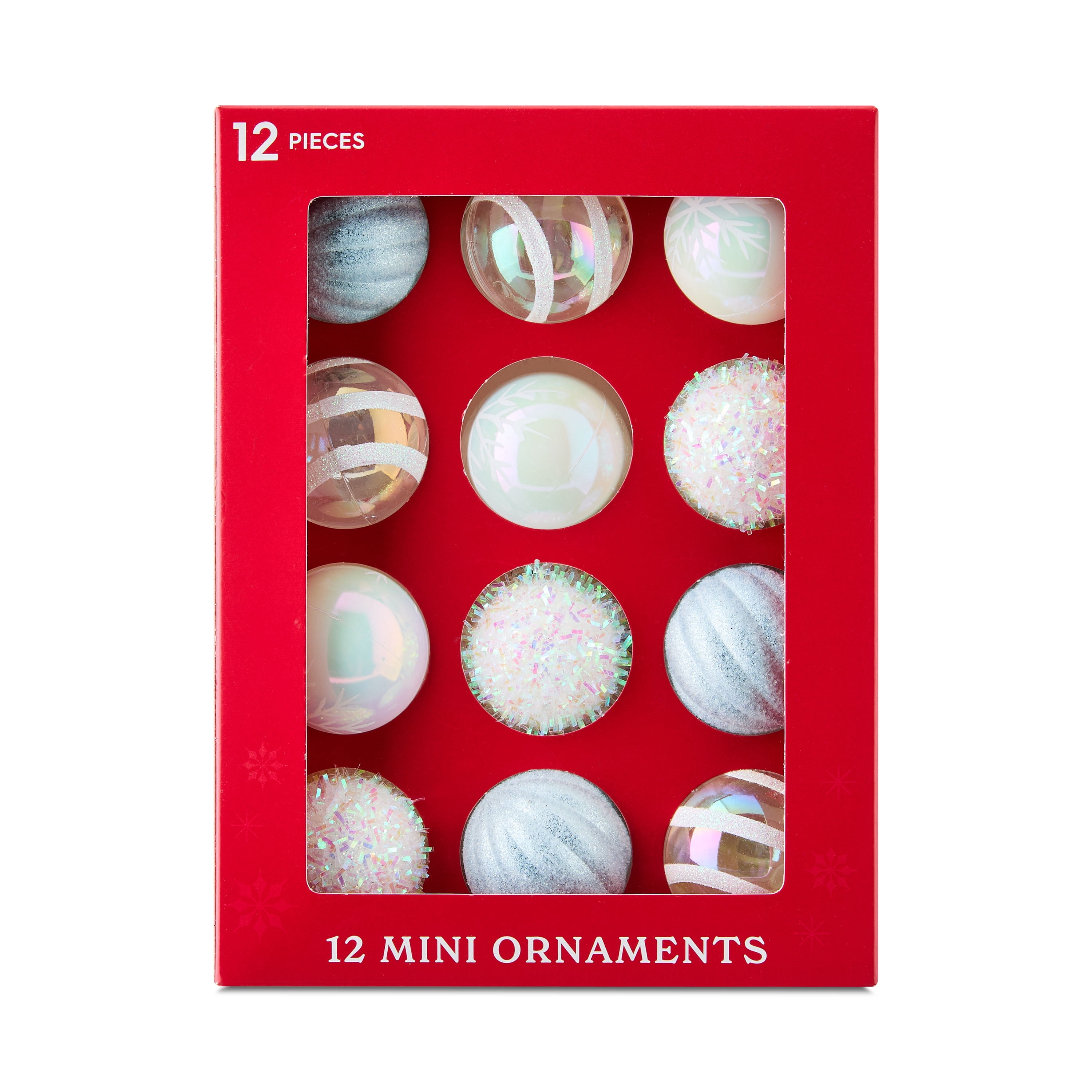 White and Blue Ball Mini Christmas Ornaments, 12 Count, by Holiday Time