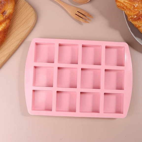 12Cavity Square Silicone Molds For DIY Brownie Bites Fudges Cakes Candy Jelly Bakeware For Kids Baking Decorating Mold