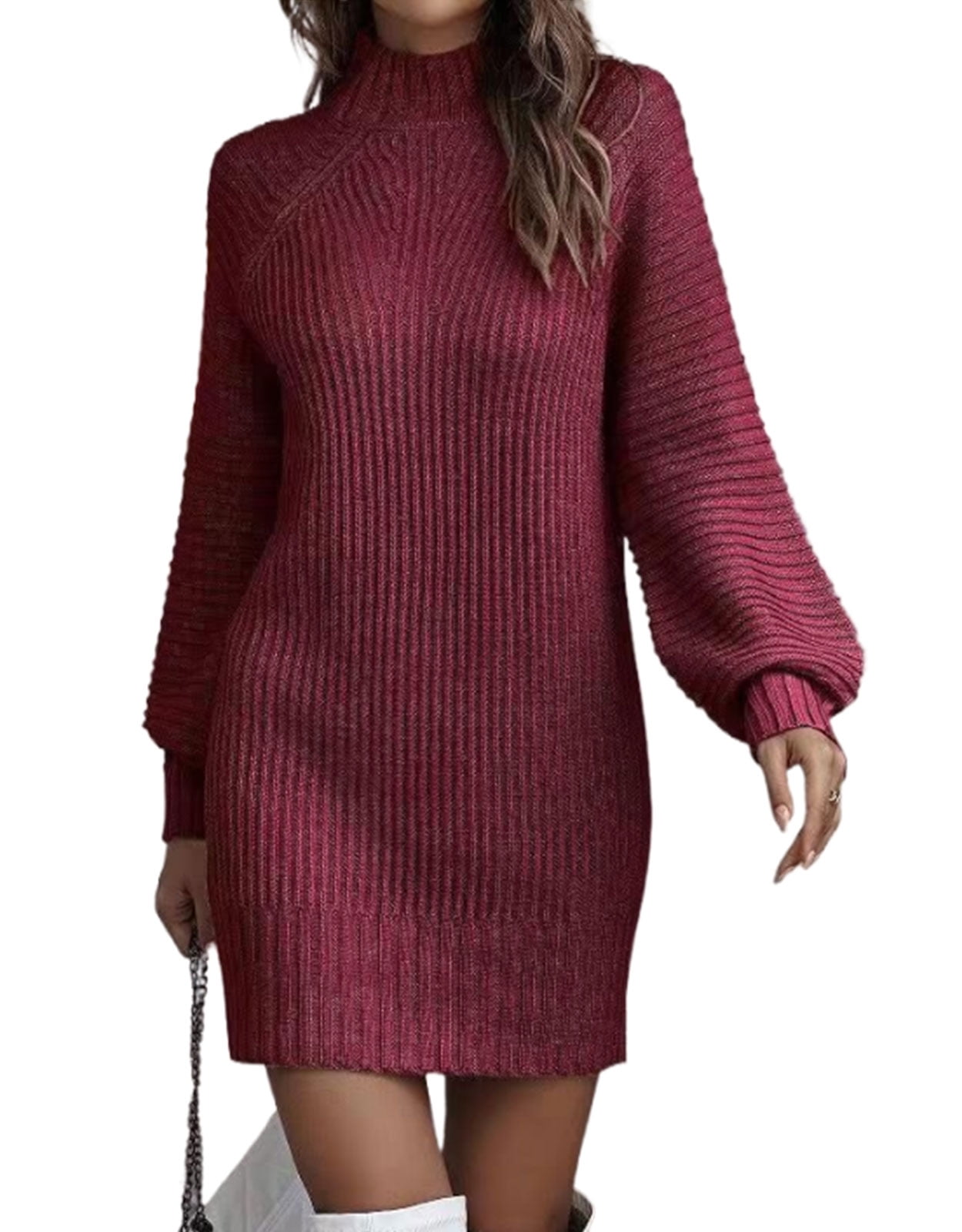 12Colors! Women Turtleneck Sweater Dress Lady Sweater Dress Knitted