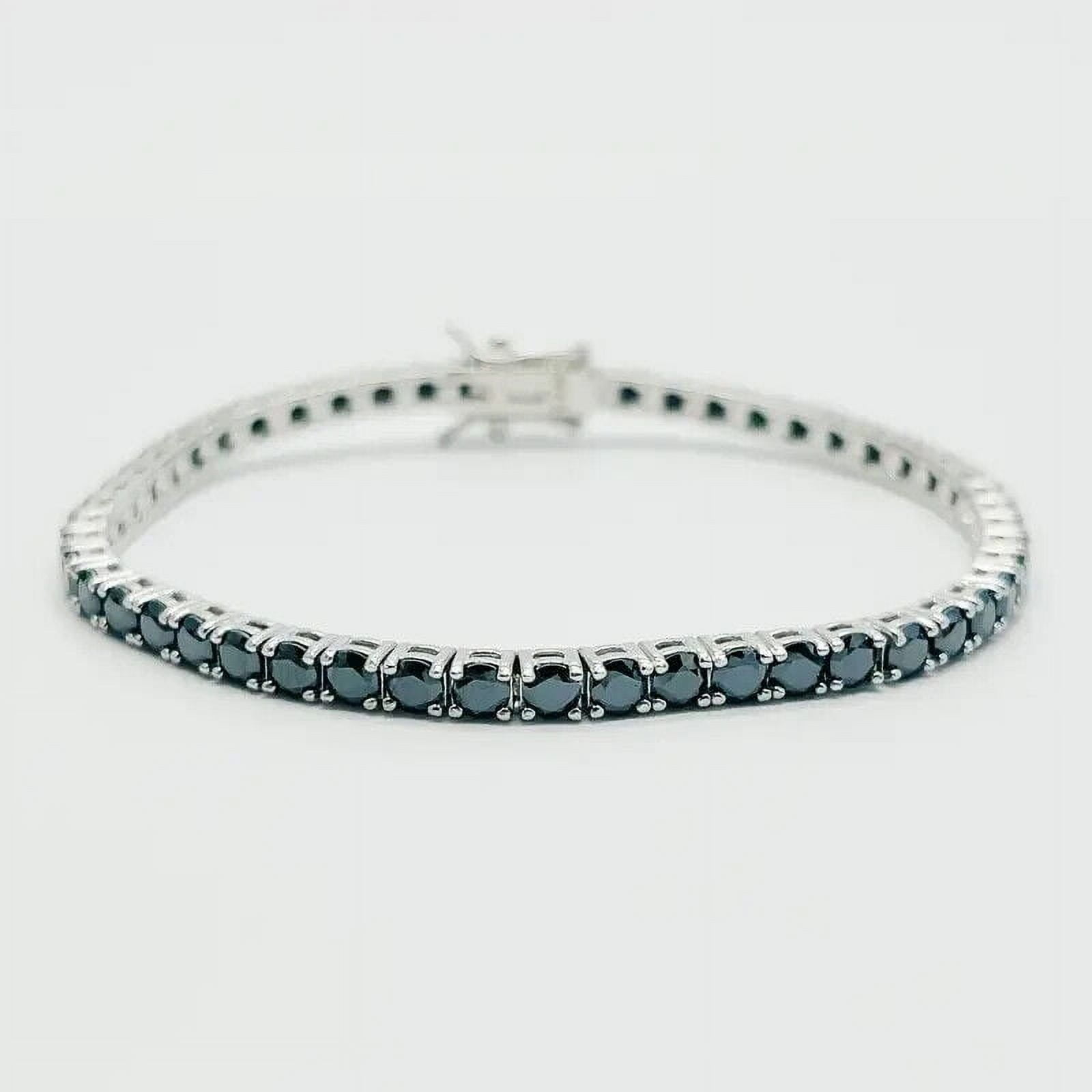 "12Ct Round Cut Lab Created Black Diamond Tennis Bracelet for Men in 14K White Gold Plated",