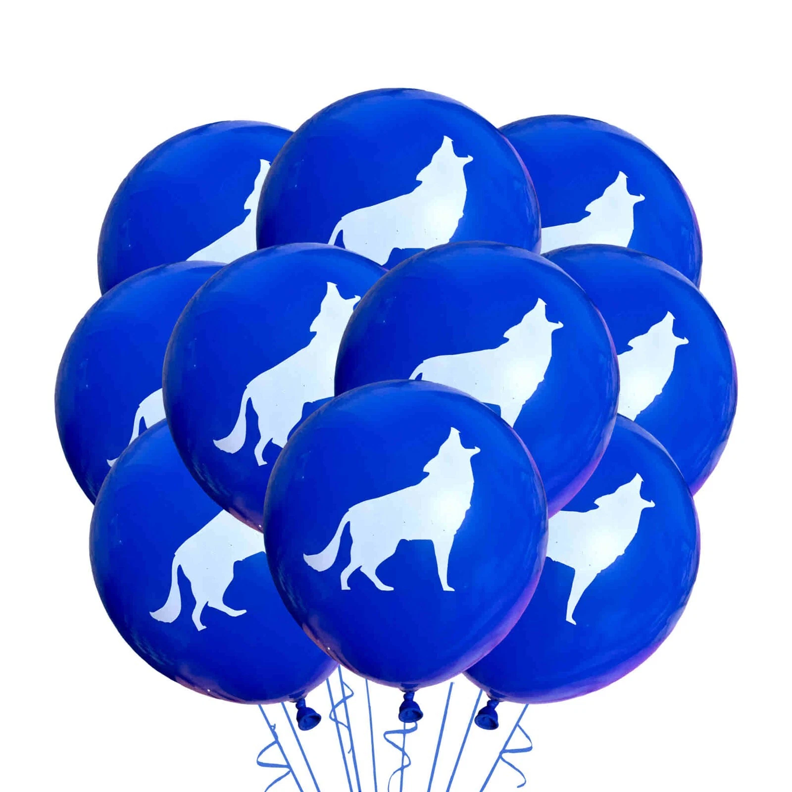 12Ct Wolf Balloons Blue, Wolves Howling Birthday Party Supply ...