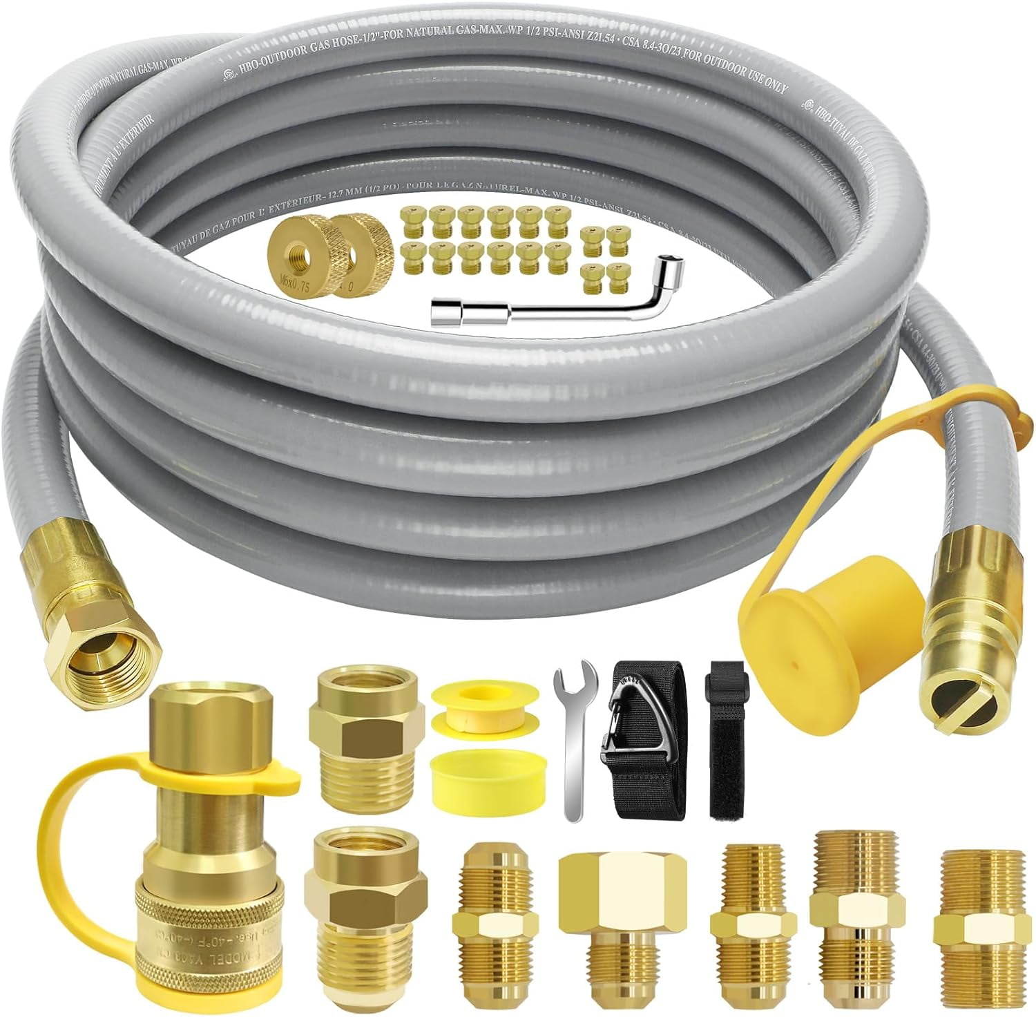 12FT 1/2" ID Natural Gas Hose with Quick Connect Fitting for BBQ, Grill