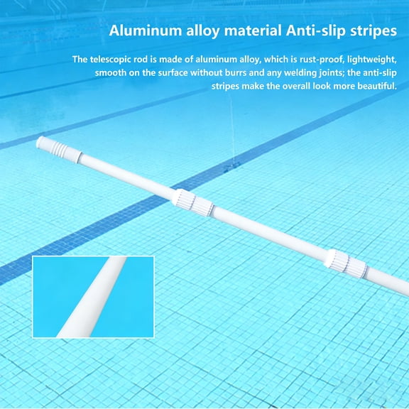 12FT Aluminum Telescopic Pool Pole, 2-Piece Adjustable Extendable Pole for Skimmer Net and Pool Cleaning Attachments