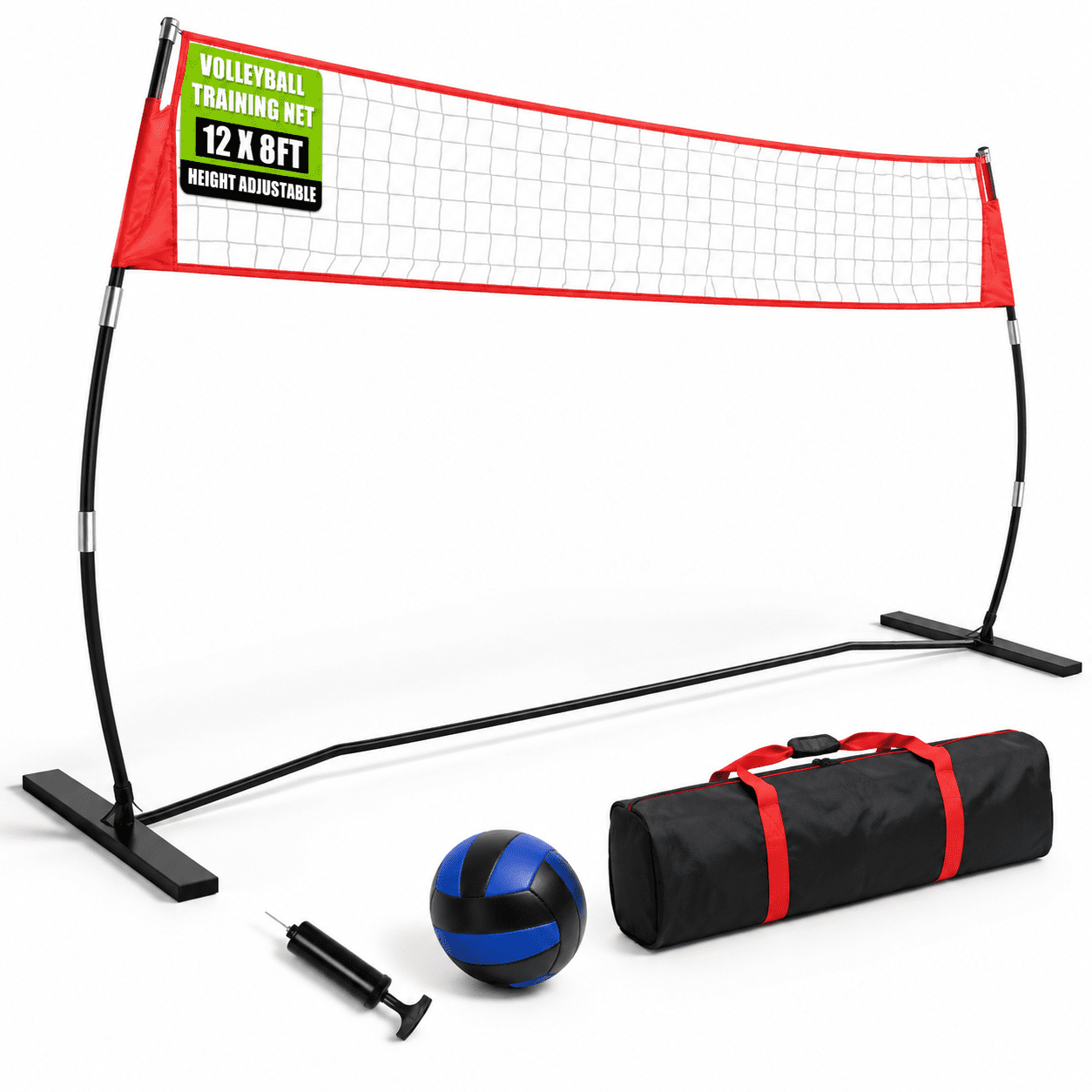 12FT Backyard Volleyball Net with Adjustable Height Poles System ...