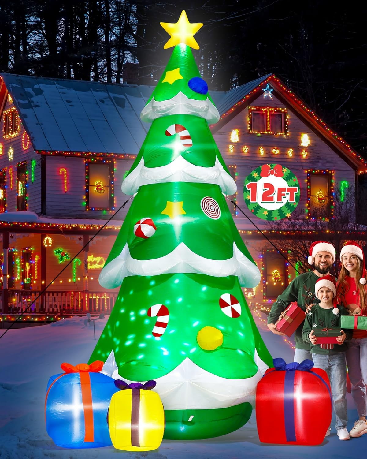 12FT Christmas Tree Inflatables, Giant Blow Up Christmas Tree with ...
