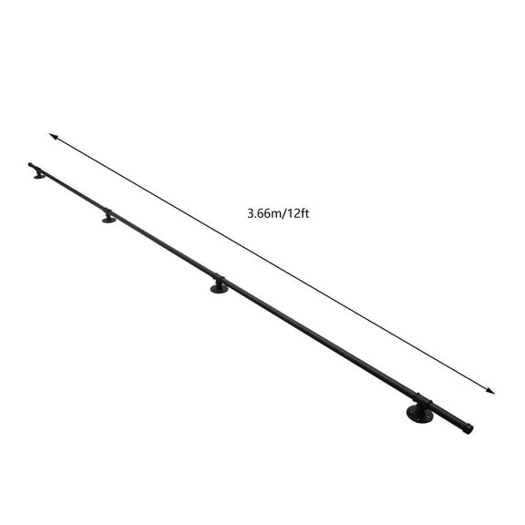 12FT Handrails for Stairs, Pipe Staircase Railing with Wall Mount Brackets