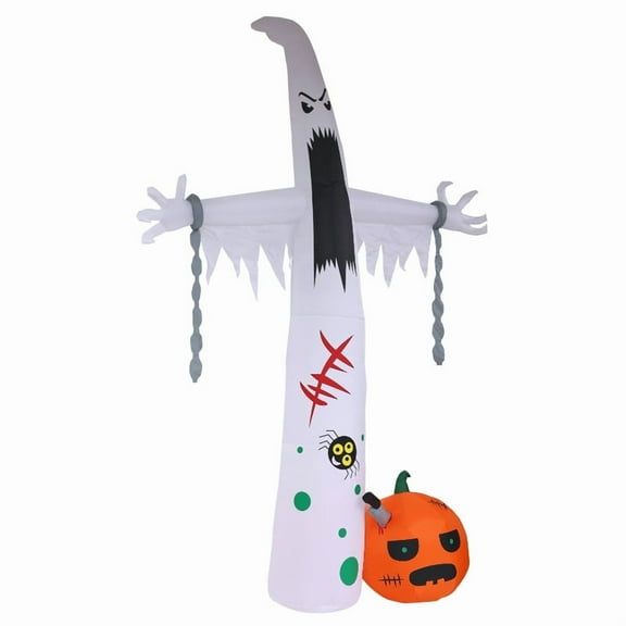 12FT Inflatable Halloween Giant Ghost with Pumpkin Outdoor Decorations,Blow Up Ghost Yard Decorations,Giant White Ghost Inflatable Halloween Decorations for Indoor Home Party Garden Lawn