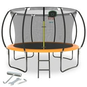 12FT Kids Adults Trampoline with Basketball Hoop, BTMWAY New Upgraded Recreational Trampolines with Safety Enclosure Net, Backyard Trampoline with Heavy Duty Weatherproof Jump Mat Spring Cover