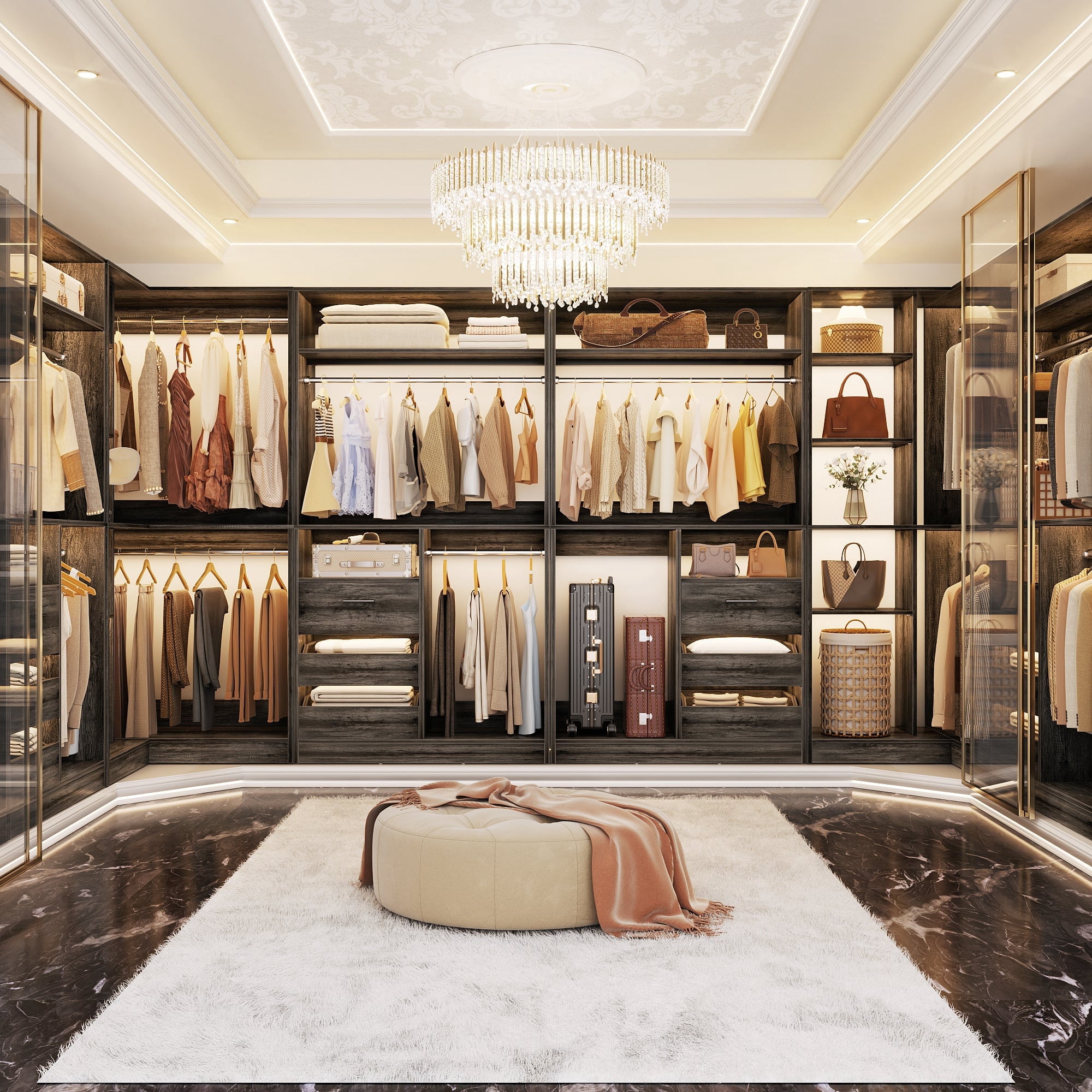 12FT Large Walk-in Closet System, iSunirm Closet Organizer System Set ...