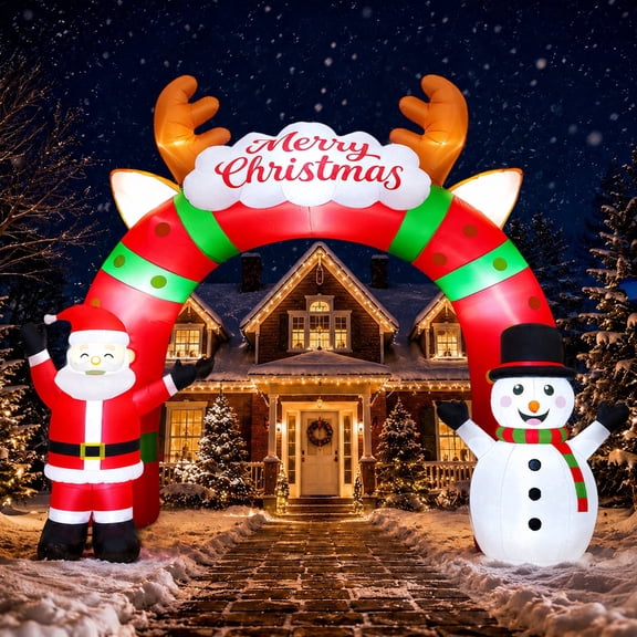 Goosiay 12ft Long Christmas Inflatable Archway with Santa & Snowman, Xmas Blow Up with Lights forOutdoor Yard Decor,Garden, Lawn,Indoor Decor