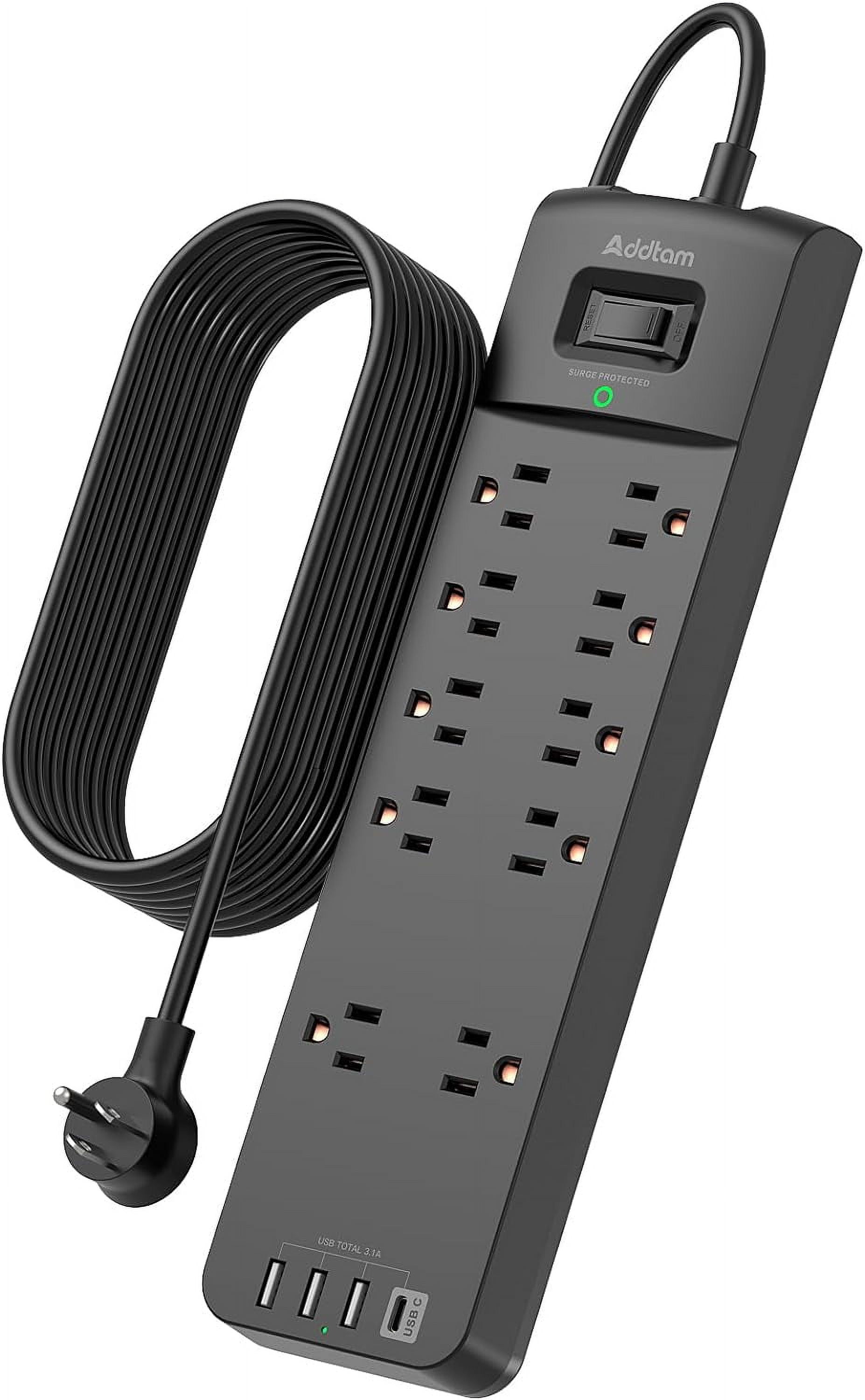 12FT Long Power Strip Surge Protector, Surge Protector with 10 Outlets