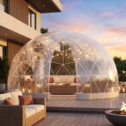 12FT Premium Garden Dome Tent, Upgraded Large Geodesic Dome & Full Triangular Frame, PBT Quick-Connect, 0.3mm PVC Clear Cover, Outdoor Greenhouse & Party ShelterWithout Light