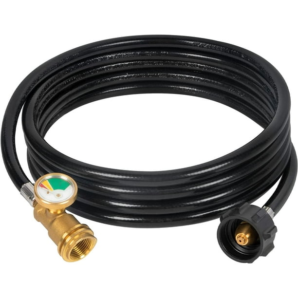 12FT Propane Extension Hose with Gauge Perfect for RVs, Gas Grills