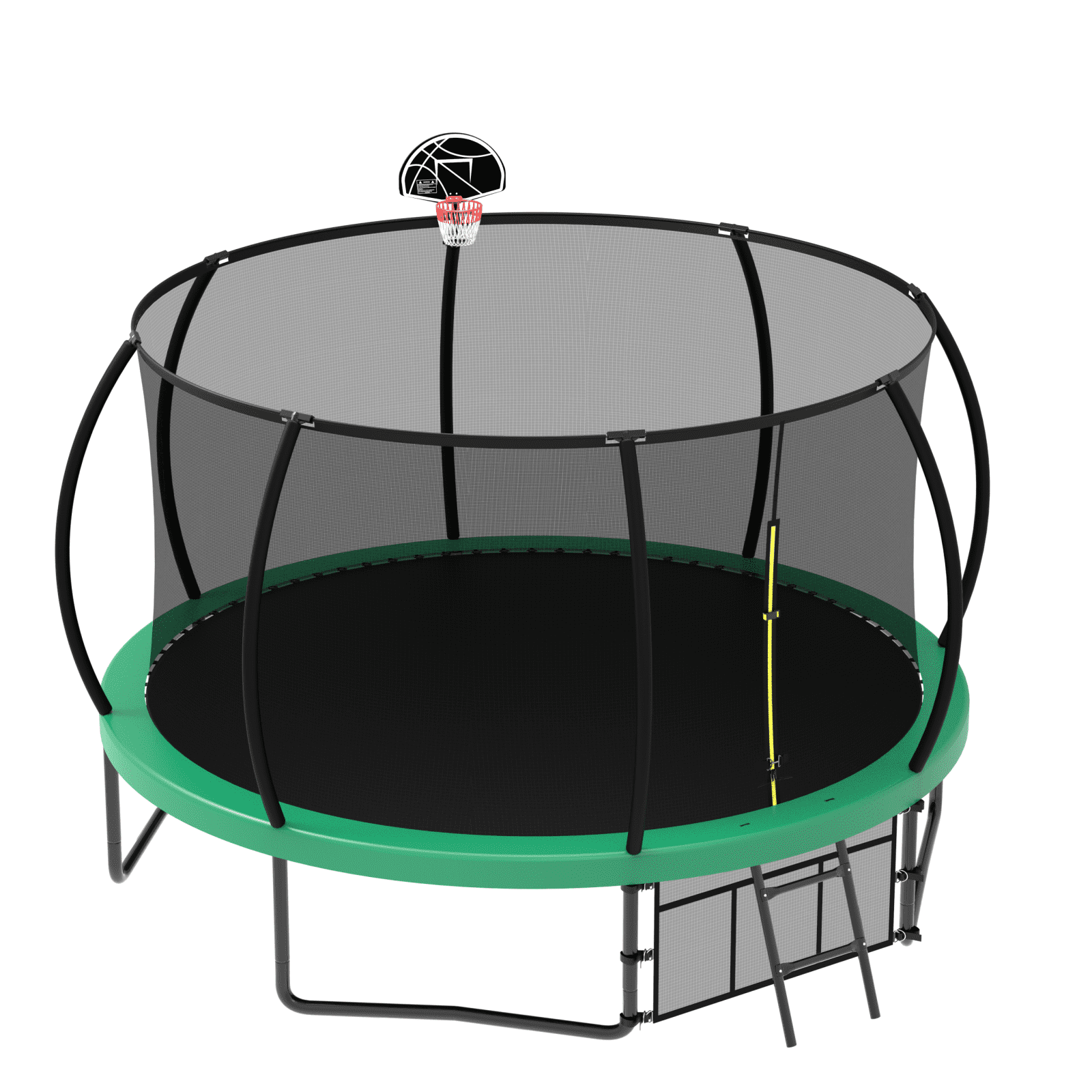 12FT Recreational Kids Trampoline with Safety Enclosure Net & Ladder, Outdoor Recreational Trampolines