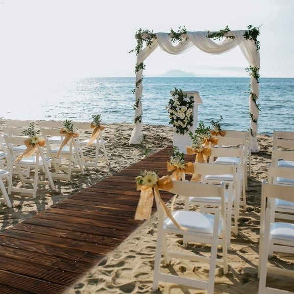 12FT Roll Out Garden Pathway, Wooden Walkway with Non-Slip Surface Outdoor Garden Boardwalk Decorative Wood Path for Wedding, Beach, Patio