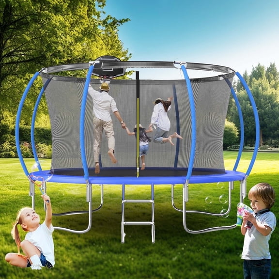 Shengchao Trade 12FT Round Backyard Trampoline with Safety Enclosure Net and T-Hook