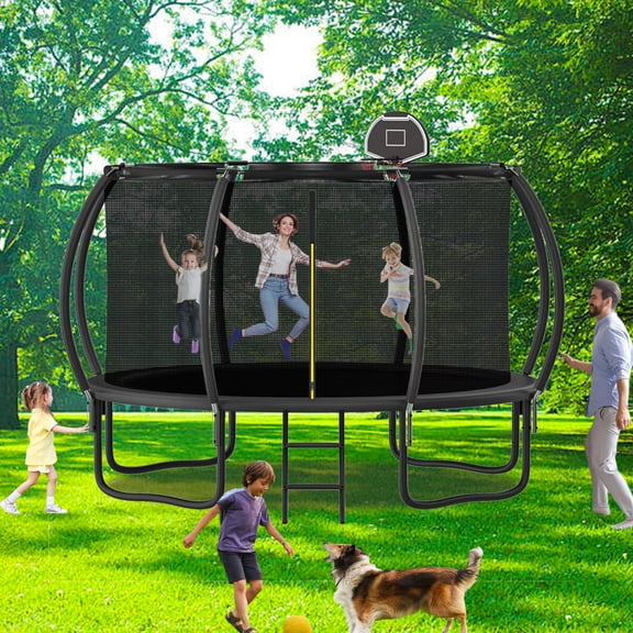 Shengchao Trade 12FT Round Backyard Trampoline with Safety Enclosure Net and T-Hook
