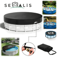 thumbnail image 1 of Seralis 12' Round Pool Cover with Winch & Cable Solar Cover for Above Ground Pools UV Resistant Waterproof Black, 1 of 14
