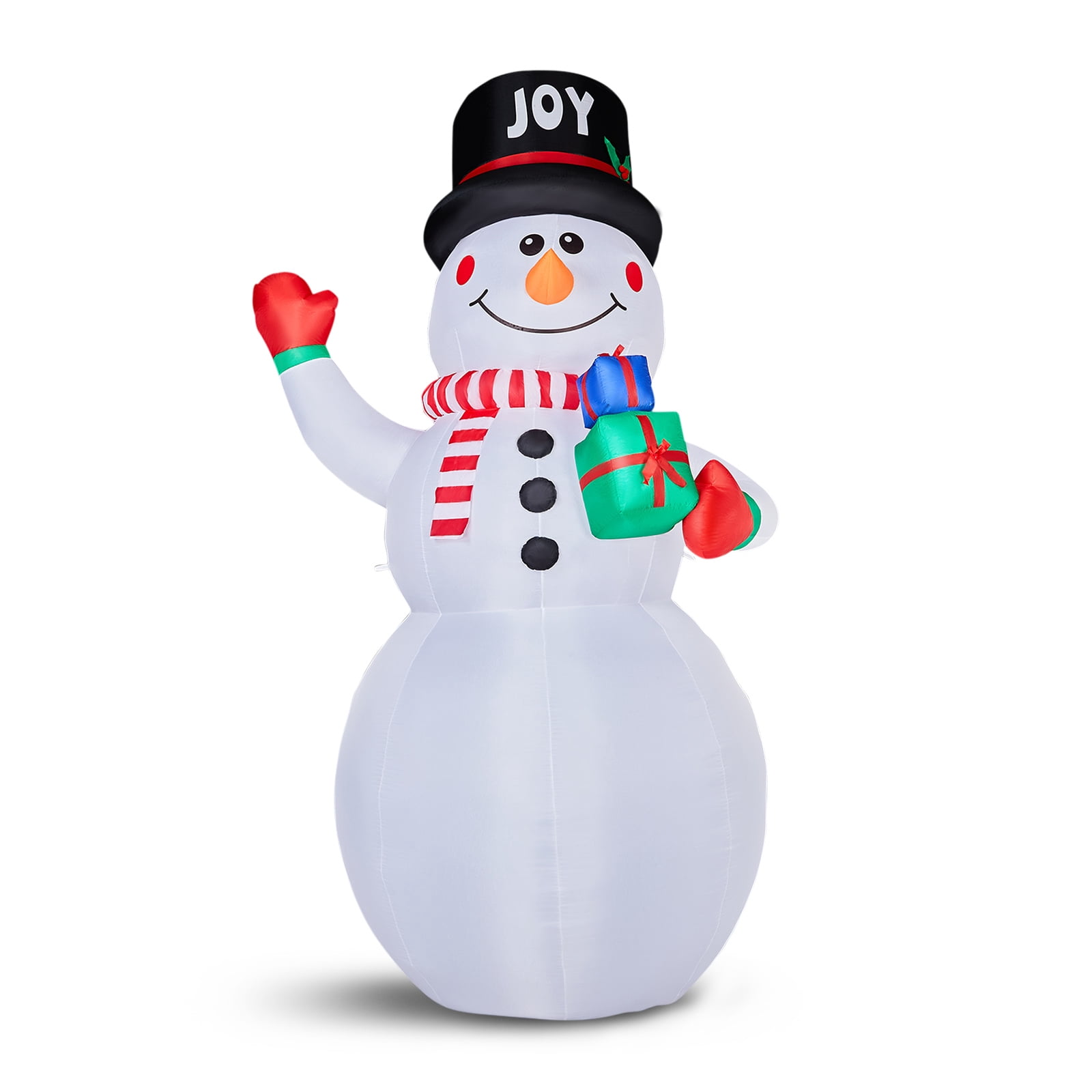 12FT Tall Lighted Christmas Inflatable Decoration, Inflatable Giant Snowman Holding Gift Boxes, Funny Blow Up Yard Decorations with Built-in LED Lights for Holiday Party Front Yard Lawn Garden Decor
