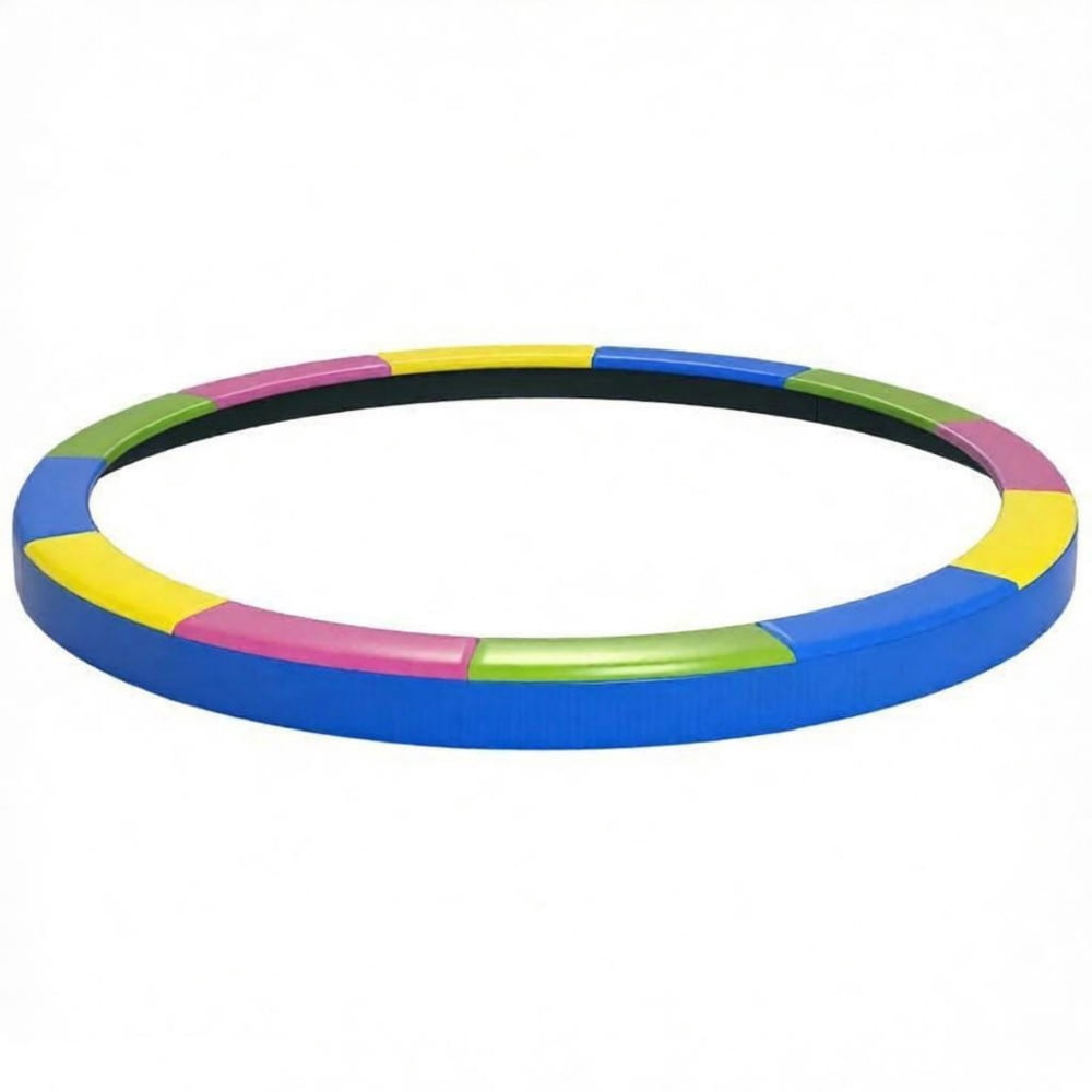 12FT Trampoline Spring Pad, Safety Replacement Cover, Waterproof & Tear Resistant, No Pole Holes, All Weather Trampoline Part, Multi-Color (Only Trampoline Replacement Mat)