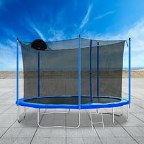 12FT Trampoline for Adults and Kids with Basketball Hoop,Outdoor Heavy Duty Recreational Trampoline with Safety Enclosure ,Ladder,Blue