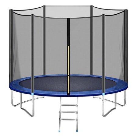 12FT Trampoline with Safety Enclosure Net, Spring Pad and Ladder, Outdoor Exercise Fitness with Waterproof Jumping Mat for Adults Teens and Kids
