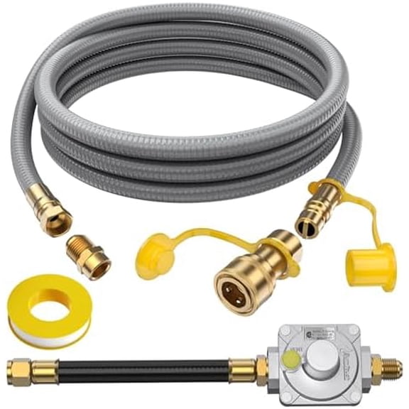 12Feet 1/2 Inch Natural Gas Conversion Kit Compatible with Kitchen-aid Propane Gas Grill Conversion, 710-0003 Natural Gas Hose and Regulator,Gas Grill Conversion Kit for Propane Gas Grill-CSA