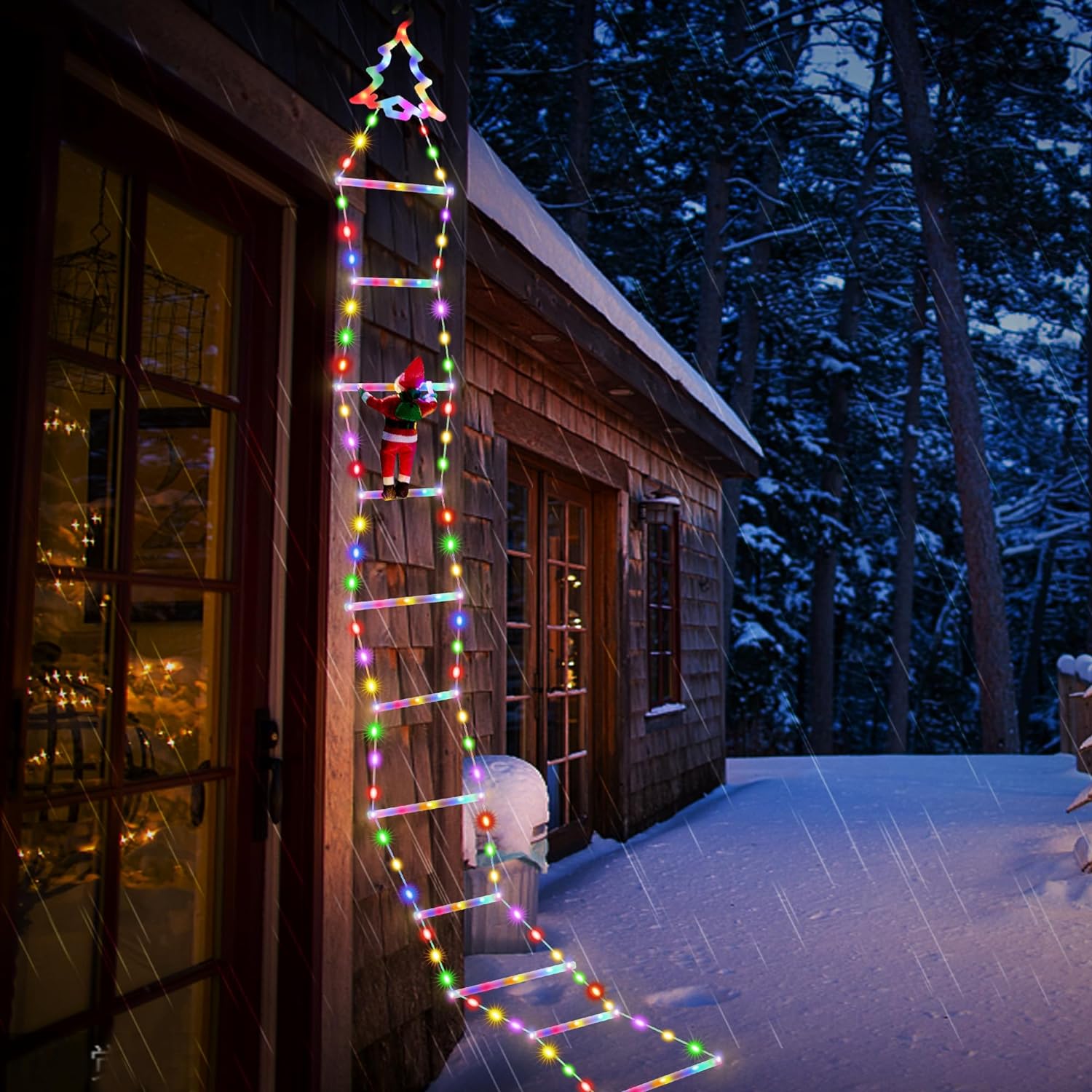 12Ft Christmas LED Ladder Lights Santa Claus Christmas Decoration