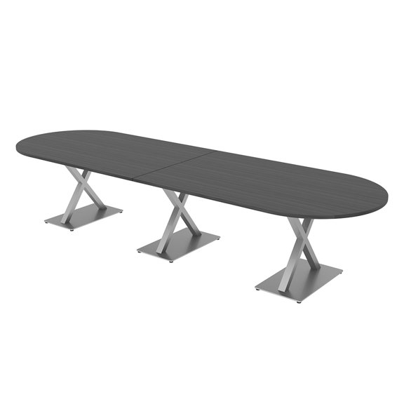 12Ft Modular Racetrack Conference Room Table X Bases Electrical Units