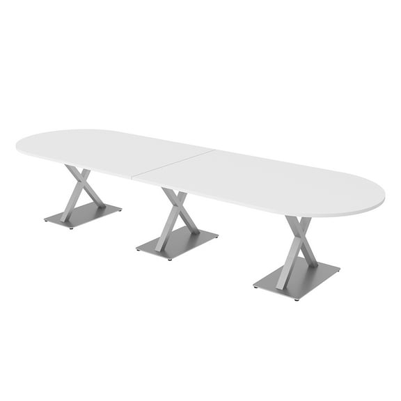 12Ft Modular Racetrack Conference Room Table X Bases Electrical Units