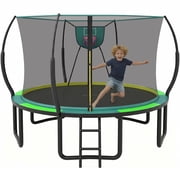 12Ft Trampoline for Kids and Adults, Segmart Outdoor Trampoline with Fiberglass Rods, Recreational Trampoline with Smart Zipper System, 800lbs Weight Capacity T