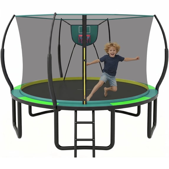 12Ft Trampoline for Kids and Adults, Segmart Outdoor Trampoline with Fiberglass Rods, Recreational Trampoline with Smart Zipper System, 800lbs Weight Capacity Trampoline for Backyard Garden Patio