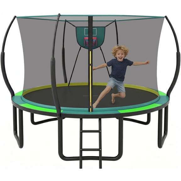 12Ft Trampoline for Kids and Adults, Segmart Outdoor Trampoline with Fiberglass Rods, Recreational Trampoline with Smart Zipper System, 800lbs Weight Capacity Trampoline for Backyard Garden Patio