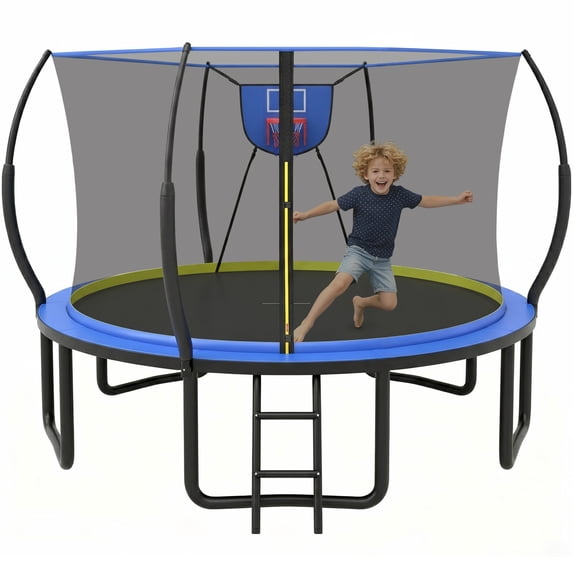 12Ft Trampoline for Kids and Adults, Segmart Outdoor Trampoline with Fiberglass Rods, Recreational Trampoline with Smart Zipper System, 800lbs Weight Capacity Trampoline for Backyard Garden Patio