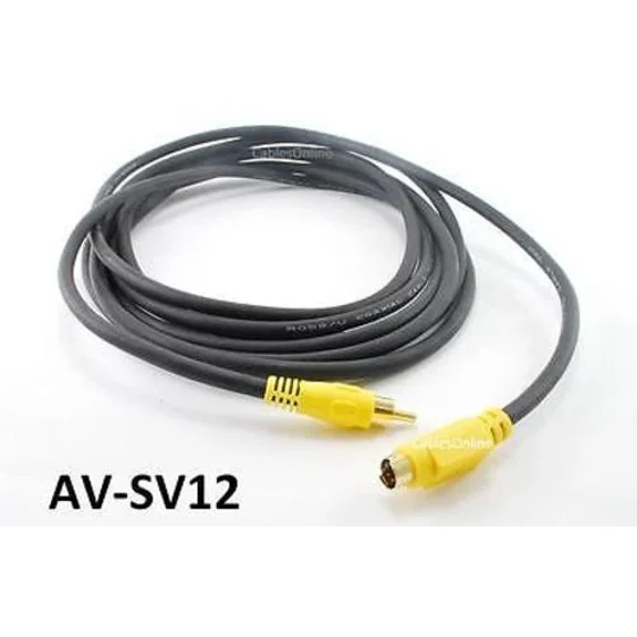 12Ft Universal S-Video 4-Pin Minidin Male To Rca Male Cable Cablesonline Av-Sv12