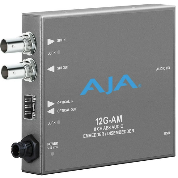 AJA 12G-AM 12G-SDI 8-Channel AES Audio Embedder/Disembedder Mini-Converter with Fiber Options