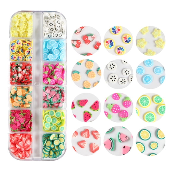 12Grids Fruit Soft Clay Beads Slime 3D Polymer Slices UV Epoxy Resin Mold Filler