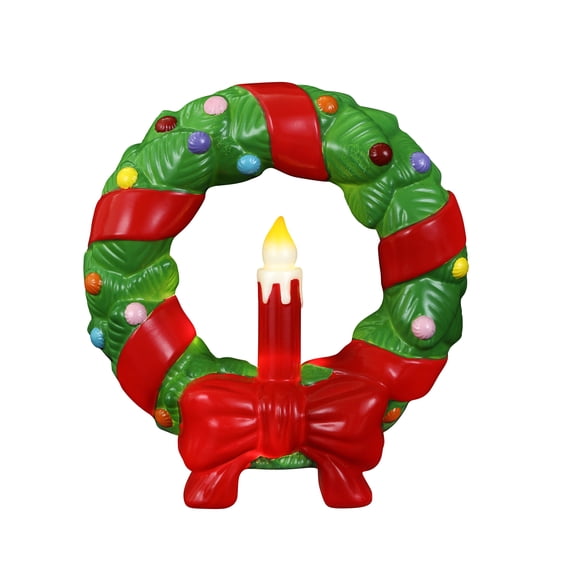 Mr. Christmas 12-Inch Blow Mold Wreath, LED Lights, Indoor Decoration