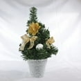 thumbnail image 1 of 12IN Christmas Miniature Tree Plant Ornament Christmas Artificial Glossy Poinsettias Christmas Ball Desktop Christmas Tree Indoor Garden Decorations With Flowerpot Yellow, 1 of 7