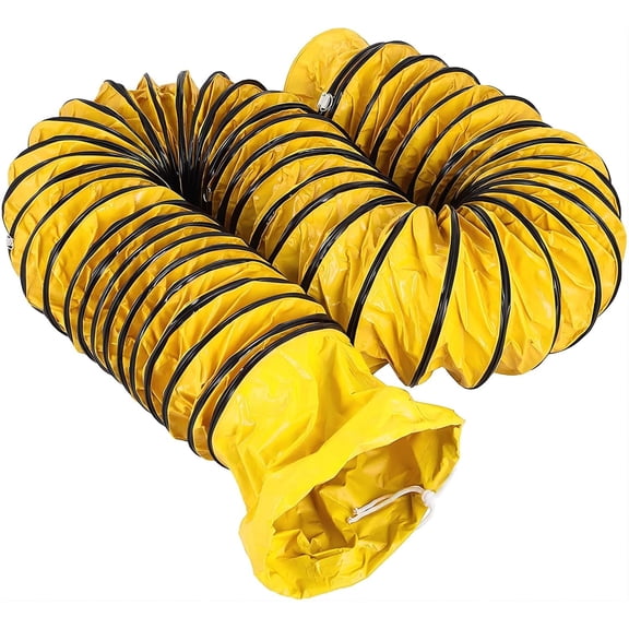 12IN Ducting Hose PVC 16FT Flexible Duct Hosing with Adjustable Rope S Hook & Steel Support for Utility Blower Exhaust Fan (12''x16ft)