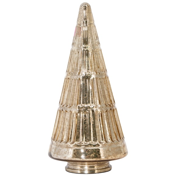 My Texas House Glass Tree Christmas Decoration, Gold, 12"