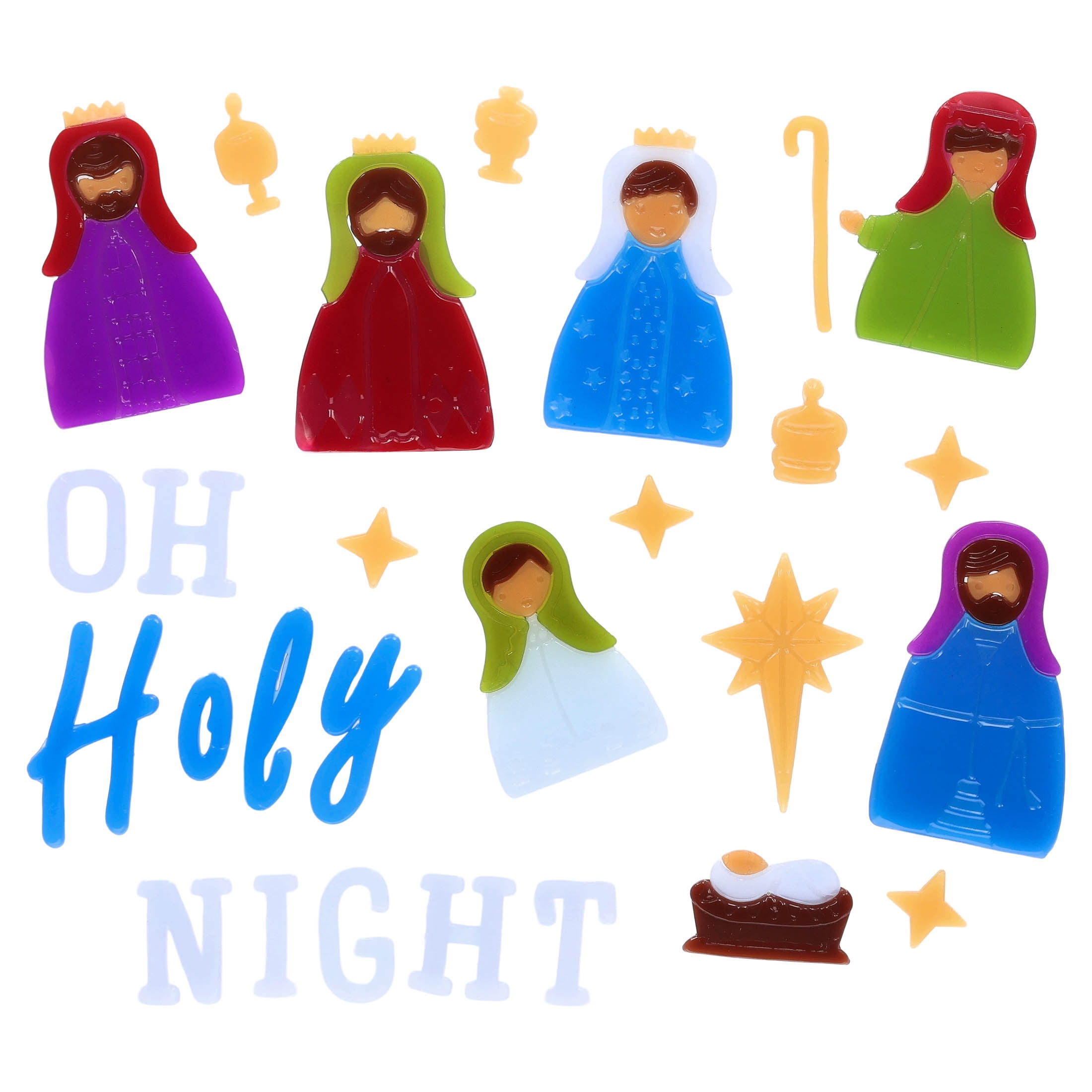 Nativity Scene Christmas Window Gel Clings, Multicolor, 11.5" x 12", by Holiday Time