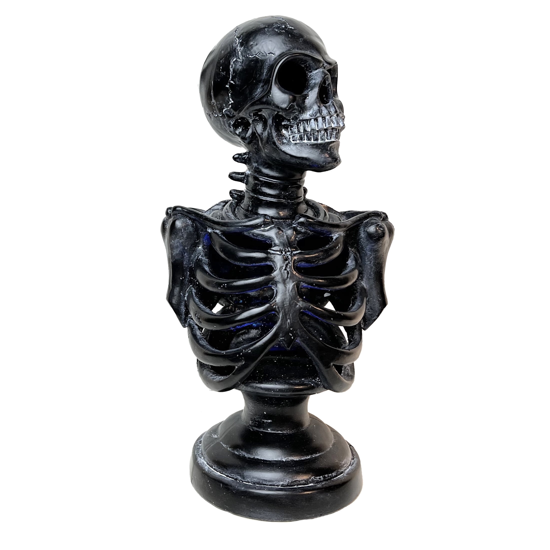 Light-Up Battery-Operated Faux Skeleton Bust, Black, 12", Halloween by Way To Celebrate