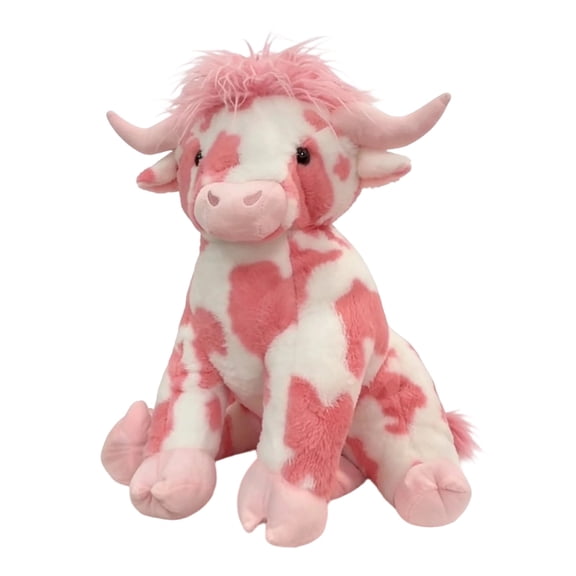 12IN Pink Cow Plush Cow Toy Highland Cattle Floppy Dairy Cattle Soft Stuffed Animal Cute Birthday Gifts for Boys Girls Kids Toddlers, Pink