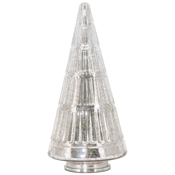 My Texas House Glass Tree Christmas Decoration, Silver, 12"