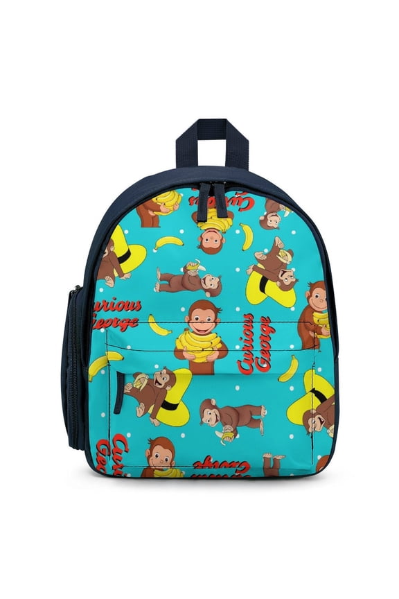 12In Curio-us Monkey Geor-g Small Backpack for Travel Lightweight Backpack Cartoon Bookbag Fashion Bookbag