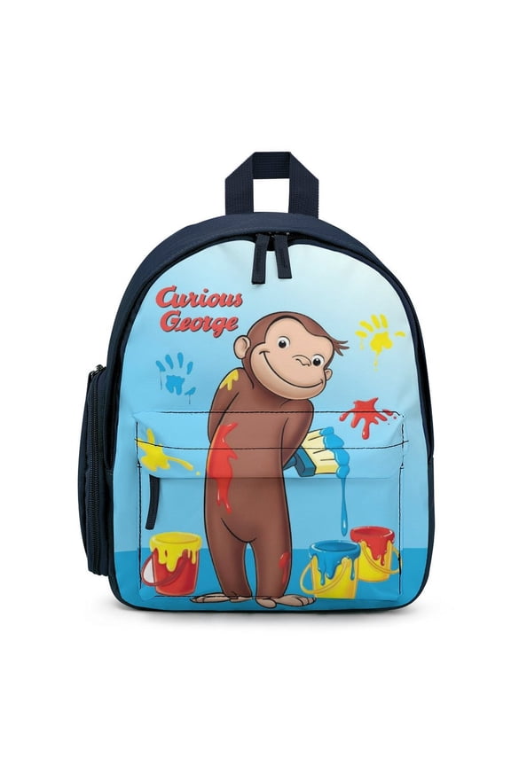 12In Curio-us Monkey Geor-g Small Backpack for Travel Lightweight Backpack Cartoon Bookbag Fashion Bookbag