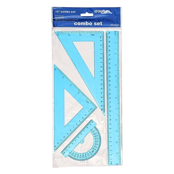 12In Geometry Ruler with Protractor and Triangle Rulers, Plastic Drafting Measuring Tool for Office Home (1Pcs)
