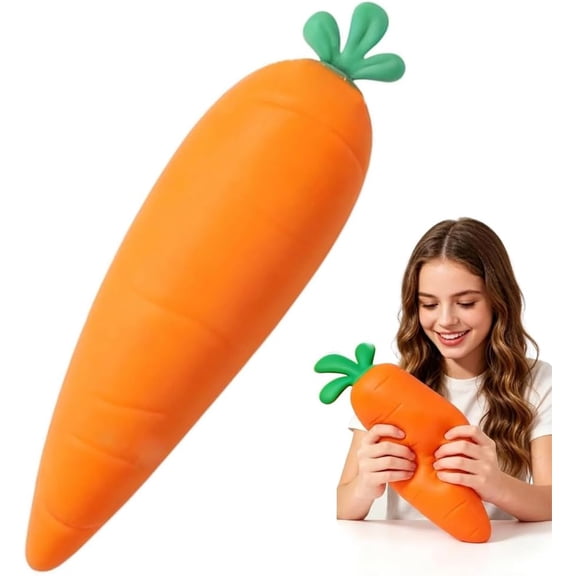 12In Giant Carrot Squishy, Jumbo Big Squishy Carrot Realistic Carrots Moldable Soft Squishys Slow Rising Stress Ball for Anxiety Stress Party Favor for Adults (13IN Carrot)